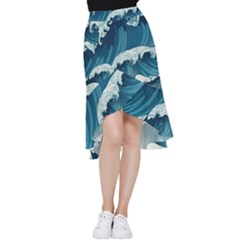 Waves Ocean Sea Pattern Water Tsunami Rough Seas Frill Hi Low Chiffon Skirt by Ravend