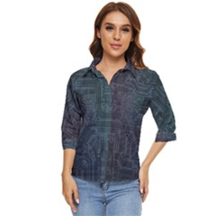 Circuit Board Circuits Mother Board Computer Chip Women s Quarter Sleeve Pocket Shirt