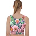 Azure Watercolor Flowers Velvet Racer Back Crop Top View2