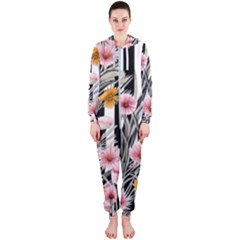 Assorted Watercolor Flowers Hooded Jumpsuit (ladies)