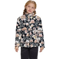 Vibrant And Alive Watercolor Flowers Kids  Puffer Bubble Jacket Coat by GardenOfOphir