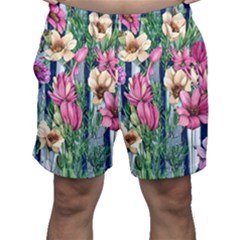 Big And Bright Watercolor Flowers Men s Shorts