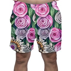 Breathtaking Bright Brilliant Watercolor Flowers Men s Shorts