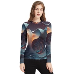 Ai Generated Space Design Fractal Light Motion Women s Long Sleeve Rash Guard by Ravend