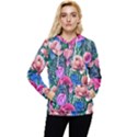 Bright And Brilliant Watercolor Flowers Women s Lightweight Drawstring Hoodie View1