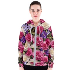 Ai Generated Roses Flowers Petals Bouquet Wedding Women s Zipper Hoodie