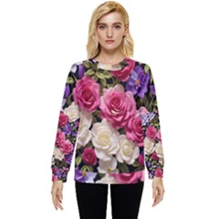 Ai Generated Roses Flowers Petals Bouquet Wedding Hidden Pocket Sweatshirt by Ravend