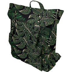 Monstera Plant Tropical Jungle Leaves Pattern Buckle Up Backpack by Ravend