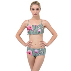 Pure And Radiant Watercolor Flowers Layered Top Bikini Set by GardenOfOphir