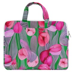 Mysterious And Enchanting Watercolor Flowers Macbook Pro 16  Double Pocket Laptop Bag  by GardenOfOphir