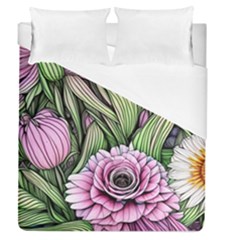 Sumptuous Watercolor Flowers Duvet Cover (queen Size)