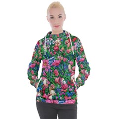 Dazzling Watercolor Flowers Women s Hooded Pullover