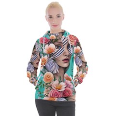 Whimsy Lady Combined Watercolor Flowers Women s Hooded Pullover