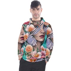 Whimsy Lady Combined Watercolor Flowers Men s Pullover Hoodie by GardenOfOphir