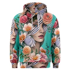 Whimsy Lady Combined Watercolor Flowers Men s Overhead Hoodie by GardenOfOphir