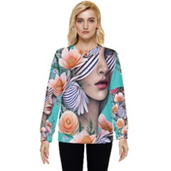 Whimsy Lady Combined Watercolor Flowers Hidden Pocket Sweatshirt by GardenOfOphir