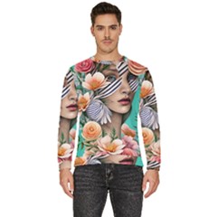 Whimsy Lady Combined Watercolor Flowers Men s Fleece Sweatshirt by GardenOfOphir