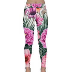 Color-infused Watercolor Flowers Classic Yoga Leggings by GardenOfOphir