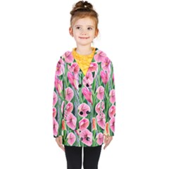 Classy Watercolor Flowers Kids  Double Breasted Button Coat by GardenOfOphir