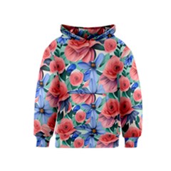 Classy Watercolor Flowers Kids  Pullover Hoodie by GardenOfOphir