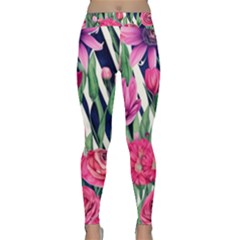 Classy Botanicals – Watercolor Flowers Botanical Classic Yoga Leggings by GardenOfOphir