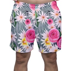 Classy And Chic Watercolor Flowers Men s Shorts