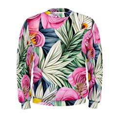 Delightful Watercolor Flowers And Foliage Men s Sweatshirt