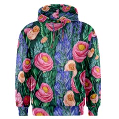 Cute Watercolor Flowers And Foliage Men s Core Hoodie