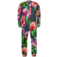 Vintage Botanic Flowers In A Watercolor Onepiece Jumpsuit (men)