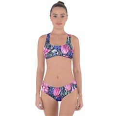 Tropical Paradise Criss Cross Bikini Set by GardenOfOphir