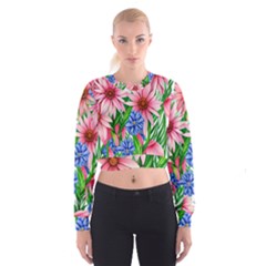 Exotic Tropical Flowers Cropped Sweatshirt