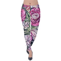 Summer Floral Velvet Leggings by GardenOfOphir