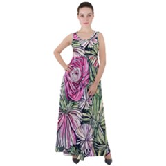 Summer Floral Empire Waist Velour Maxi Dress