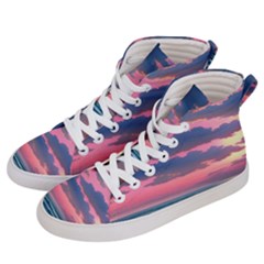 Sunset Over The Beach Women s Hi-top Skate Sneakers by GardenOfOphir