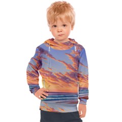 Summer Sunset Over Beach Kids  Hooded Pullover by GardenOfOphir