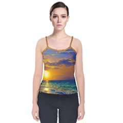 Nature Sunset Velvet Spaghetti Strap Top by GardenOfOphir