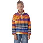 Summer Sunset Over The Ocean Kids  Half Zip Hoodie