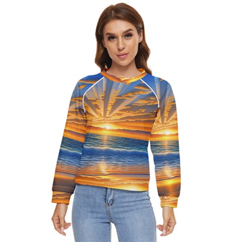 Sunset Scenic View Photography Women s Long Sleeve Raglan Tee by GardenOfOphir