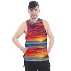 Sunset Over The Ocean Men s Sleeveless Hoodie by GardenOfOphir