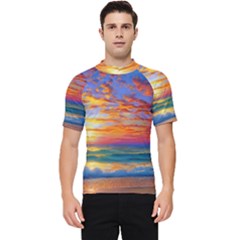 Summer Sunset Men s Short Sleeve Rash Guard by GardenOfOphir