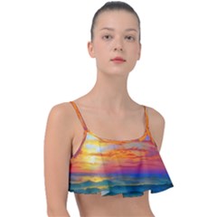 Summer Sunset Frill Bikini Top by GardenOfOphir