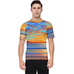 Golden Sunsets Over The Ocean Men s Short Sleeve Rash Guard by GardenOfOphir