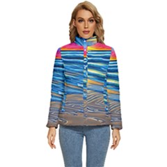 Waves Crashing On The Shore Women s Puffer Bubble Jacket Coat by GardenOfOphir