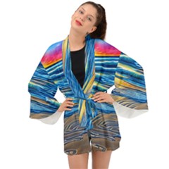 Waves Crashing On The Shore Long Sleeve Kimono by GardenOfOphir