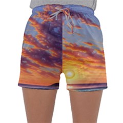 Summer Sunset Over Beach Sleepwear Shorts by GardenOfOphir