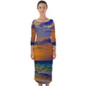 Nature Sunset Quarter Sleeve Midi Bodycon Dress View1