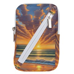 Waves At Sunset Belt Pouch Bag (large) by GardenOfOphir