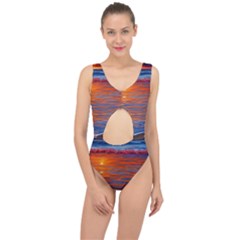 Sunset At The Beach Center Cut Out Swimsuit