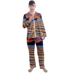 Endless Summer Nights Men s Long Sleeve Satin Pajamas Set by GardenOfOphir