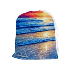 Ocean Sunset Drawstring Pouch (xl) by GardenOfOphir